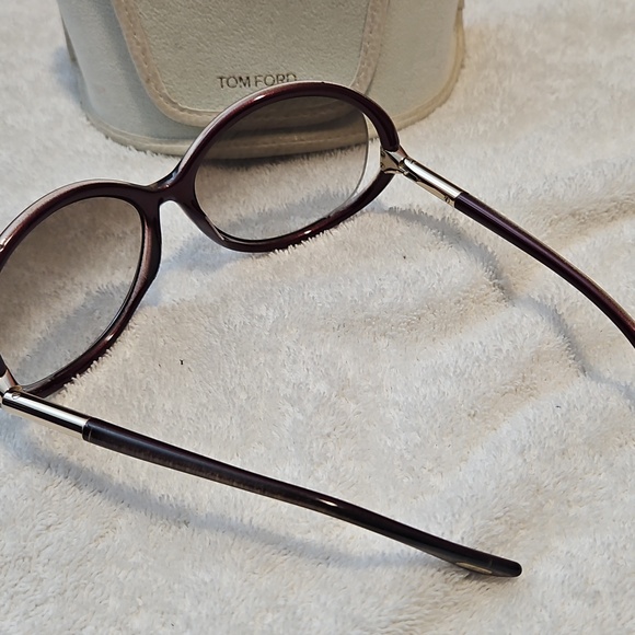 Tom Ford Oversized Brown Burgundy Gradient Round Sunglasses With Case main image 6